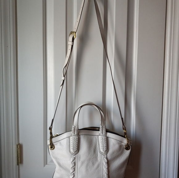 orYANY Cassie Pebbled Leather convertible shoulder satchel white dust bag - Picture 2 of 8
